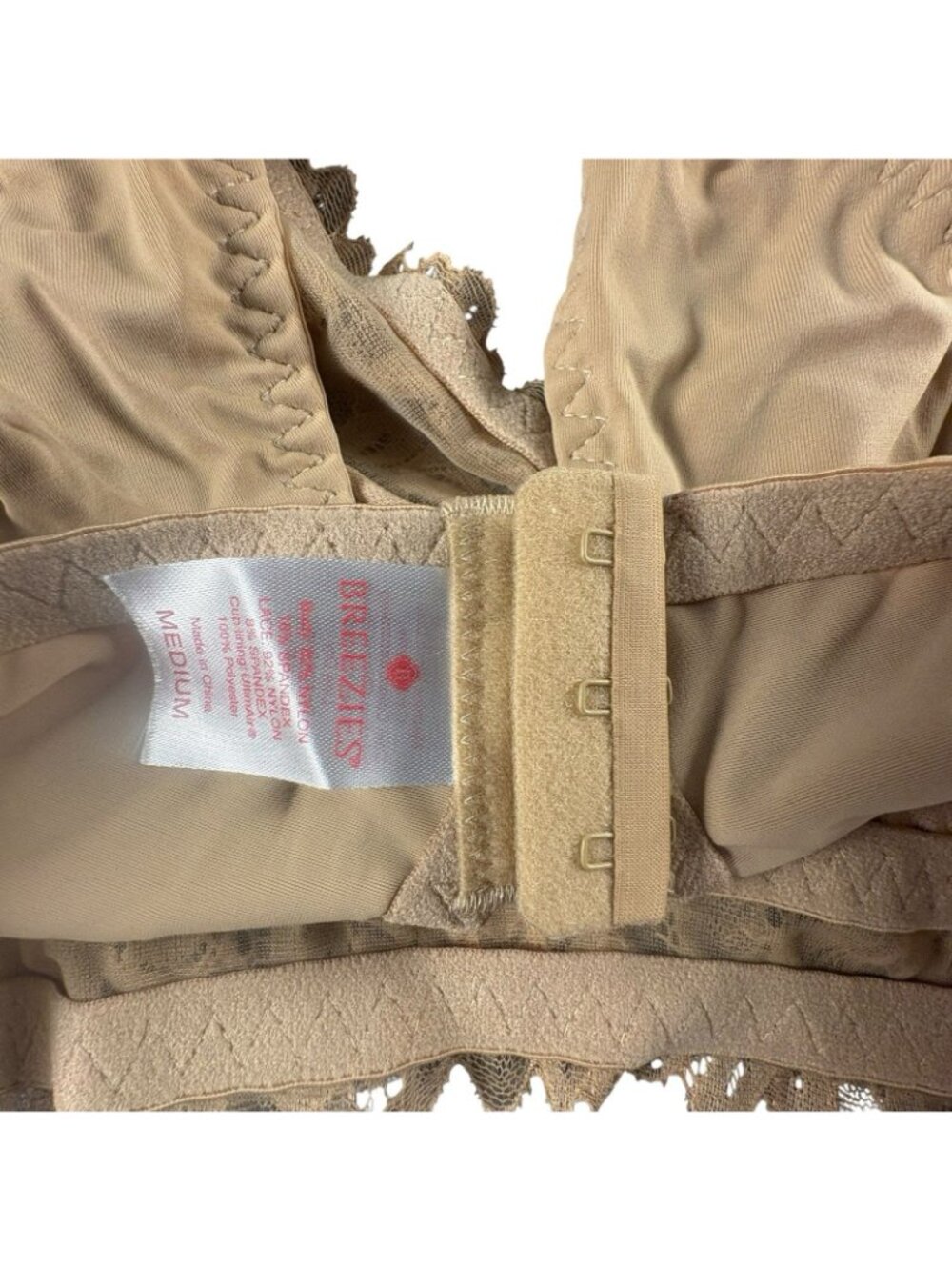 Breezies Lace Trim Comfort Bra Lot of 2 Medium Black Beige Wireless A6344606R - Picture 8 of 11